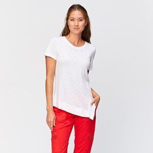 XCVI Cotton White Crew Neck Short Sleeve Women’s Tee Shirt